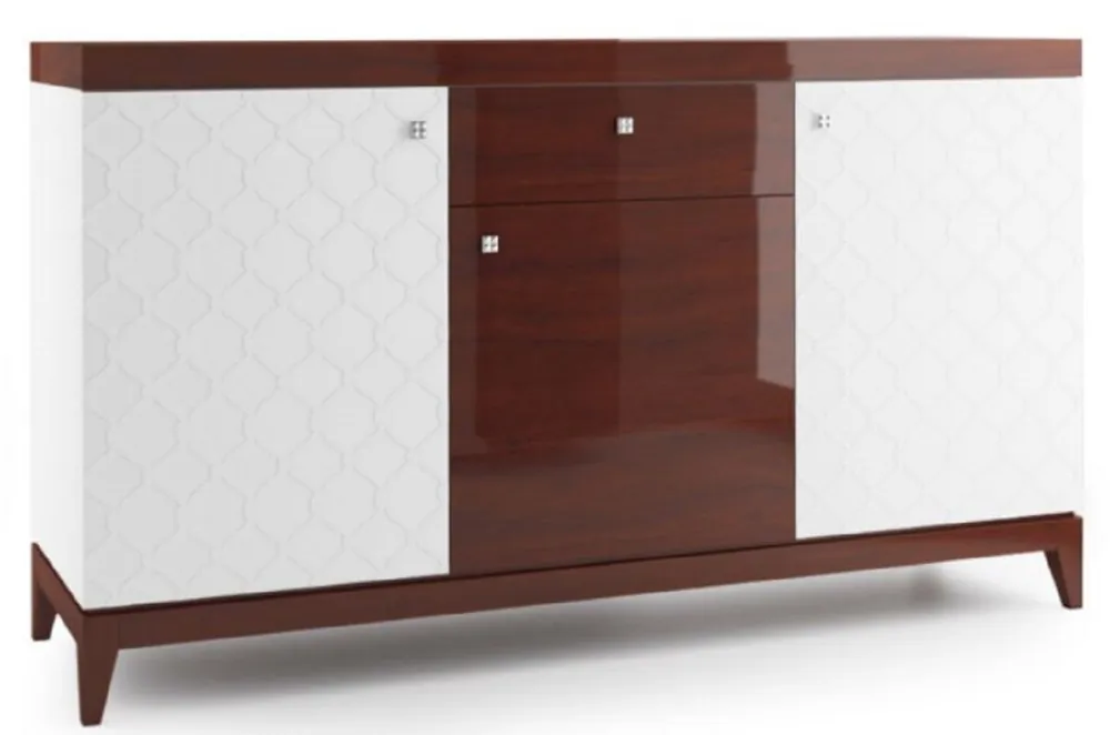 Preis Gesenkt Casa Padrino commode de luxe à 3 portes et tiroir blanc / marron brillant 171,4 x 45 x H. 96,6 cm - Mobilier de Luxe