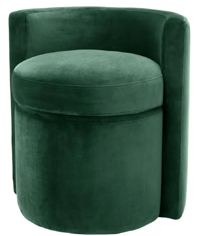 Casa Padrino Fauteuil Design Vert Foncé 61 x 57 x H. 64 cm - Fauteuil Rond en Velours - Mobilier de Luxe Markenprodukt