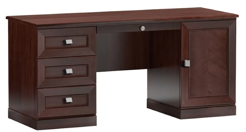 Top-Seller Casa Padrino Bureau avec Porte et 4 Tiroirs Marron Foncé / Argent 160 x 65 x H. 76 cm - Mobilier de Bureau de Luxe