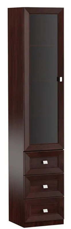 Schneller Versand Casa Padrino Armoire de Salon de Luxe avec Porte en Verre et 3 Tiroirs Marron Foncé / Argent 45,4 x 44,2 x H. 225,6 cm - Qualité de Luxe