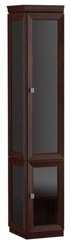 Preisreduziert Casa Padrino Armoire de Salon de Luxe Brun Foncé / Gris 45,4 x 44,2 x H. 225,6 cm - Vitrine avec 2 Portes en Verre