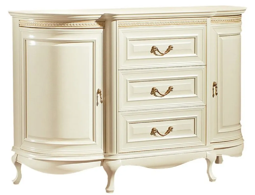 Casa Padrino Commode Baroque de Luxe Crème / Or 128,4 x 46,7 x H. 87,7 cm - Somptueuse Commode à 2 Portes et 3 Tiroirs - Qualité de Luxe Billig