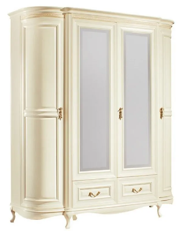 Solange Der Vorrat Reicht Casa Padrino Armoire de Chambre Baroque de Luxe Crème / Or 180,5 x 62,6 x H. 206,6 cm - Somptueuse Armoire de Chambre à 4 Portes et 2 Tiroirs - Meubles de Chambre à Coucher