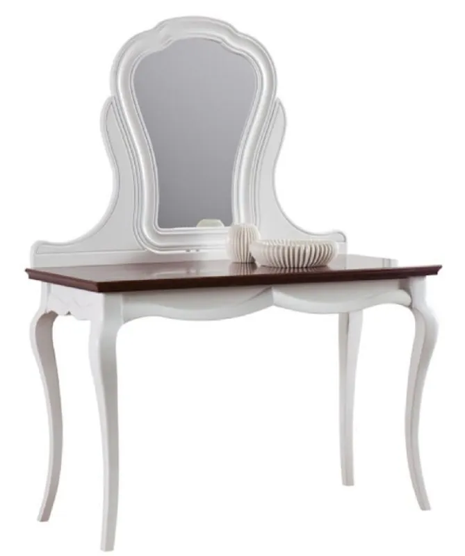 Casa Padrino Table de Maquillage Art Déco de Luxe Blanc / Brun Foncé 118 x 56,2 x H. 157,5 cm - Console de Maquillage Noble Nur Heute