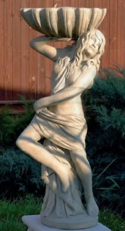 Casa Padrino Art Nouveau Décoration de Jardin Statue Fille avec Pot de Fleurs 46 x 32 x H. 116 cm - Sculpture de Jardin Décorative - Spécial! Geprüft