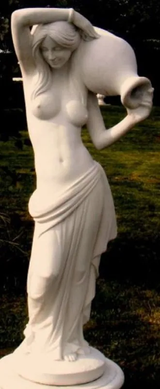 Sonderangebot Casa Padrino Sculpture Gargouille Art Nouveau Femme avec Cruche 44 x 33 x H. 120 cm - Figurine Déco de Jardin - Spécial!