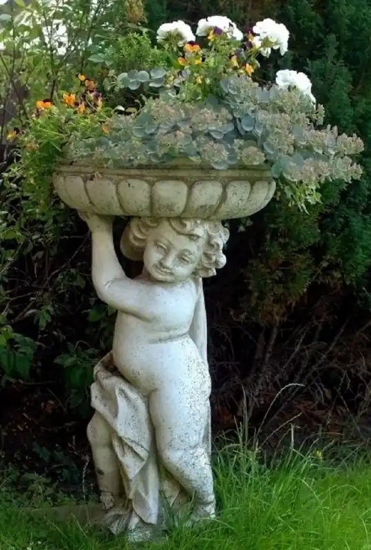 Nur Für Kurze Zeit Casa Padrino Art Nouveau sculpture avec pot de fleurs Ø 50 x H. 86 cm - Pot de Plante - Décoration de Jardin - Spécial!
