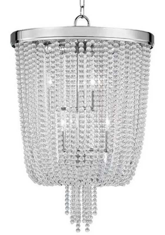 Casa Padrino lampe suspendue de luxe argent Ø 46,4 x H. 70,5 cm - Lampe Suspendue Ronde en Verre de Cristal Super-Preis