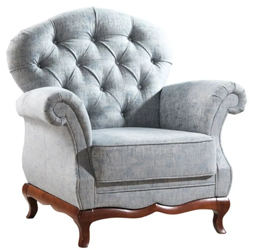 Casa Padrino Fauteuil de Salon Chesterfield Art Déco de Luxe Bleu Vintage / Marron Foncé 99 x 90 x H. 98 cm - Meubles de Salon Nur Für Kurze Zeit