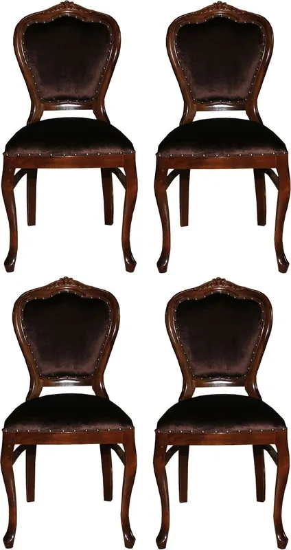 Bestseller Casa Padrino Ensemble de Chaises de Salle à Manger Baroque de Luxe Marron / Marron 45 x 46 x H. 99 cm - 4 Chaises de Salle à Manger Faites Main - Meubles de Salle à Manger Baroque
