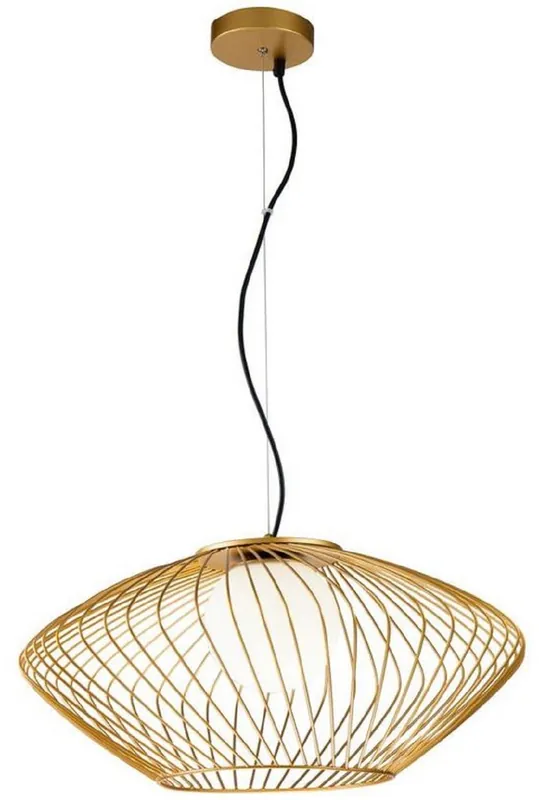 Casa Padrino lampe suspendue de luxe or / blanc Ø 52 x H. 24 cm - Lampe Suspendue en Métal Réglable en Hauteur avec Abat-Jour en Verre Preis Gesenkt