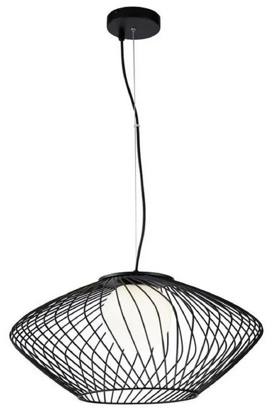Sonderangebot Casa Padrino lampe suspendue de luxe noir / blanc Ø 52 x H. 24 cm - Lampe Suspendue en Métal Réglable en Hauteur avec Abat-Jour en Verre