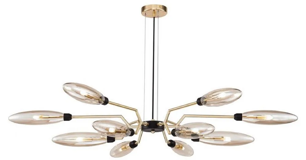 Casa Padrino lampe suspendue de luxe or mat / noir Ø 127 x H. 17,5 cm - Lampe Suspendue Moderne Preis Gesenkt