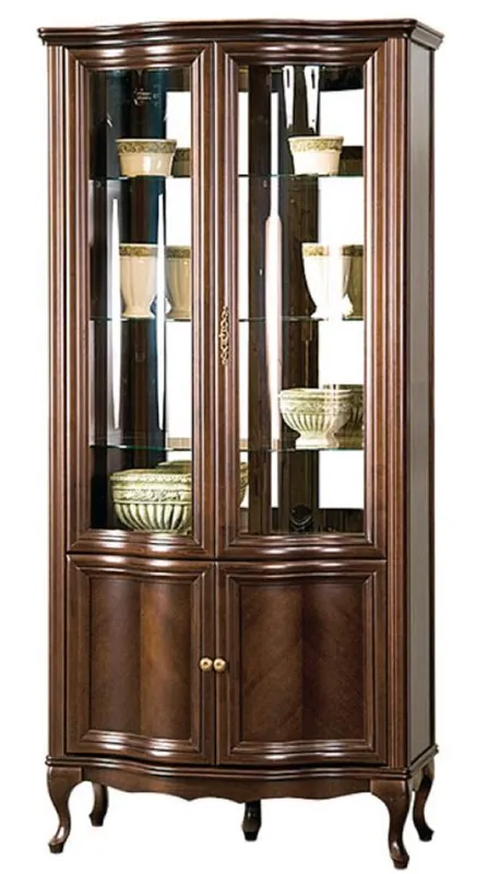 Rabatt Casa Padrino Armoire Vitrine Art Nouveau de Luxe Brun Foncé 96,5 x 52,5 x H. 206 cm - Armoire de Salon avec 4 Portes - Meubles de Salon