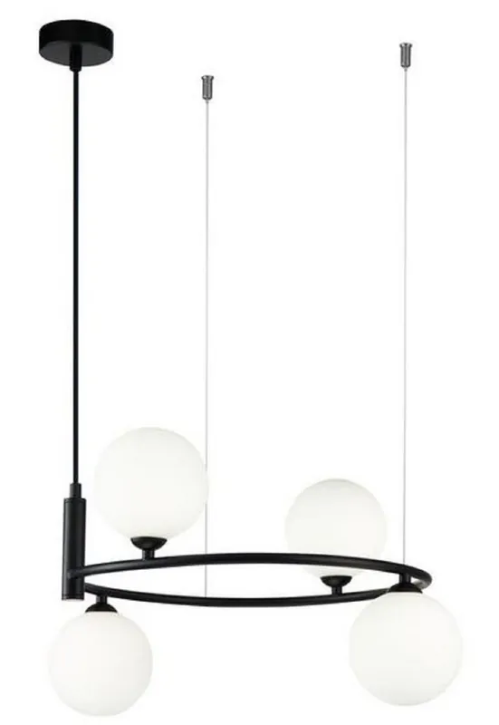 Casa Padrino lampe suspendue de luxe noir / blanc Ø 39 x H. 28 cm - Lampe Suspendue Moderne en Métal Réglable en Hauteur avec Abat-Jour en Verre Rond Bestpreis