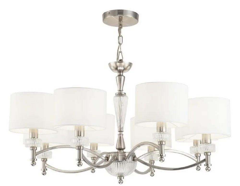 Casa Padrino Lustre Argent / Blanc Ø 82 x H. 46 cm - Magnifique Lustre Néoclassique Geprüft
