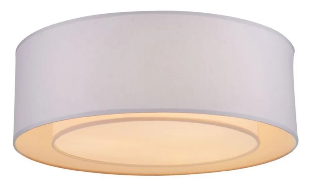 Bestpreis Casa Padrino lampe couverture blanc / gris Ø 52 x H. 17,5 cm - Lampe Moderne et Stylée avec Cadre en Métal et Revêtement en Tissu