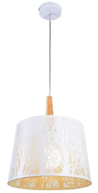 Geprüft Casa Padrino lampe suspendue blanc / naturel Ø 35 x H. 40 cm - Lampe Suspendue avec Silhouettes d'Arbres au Pochoir