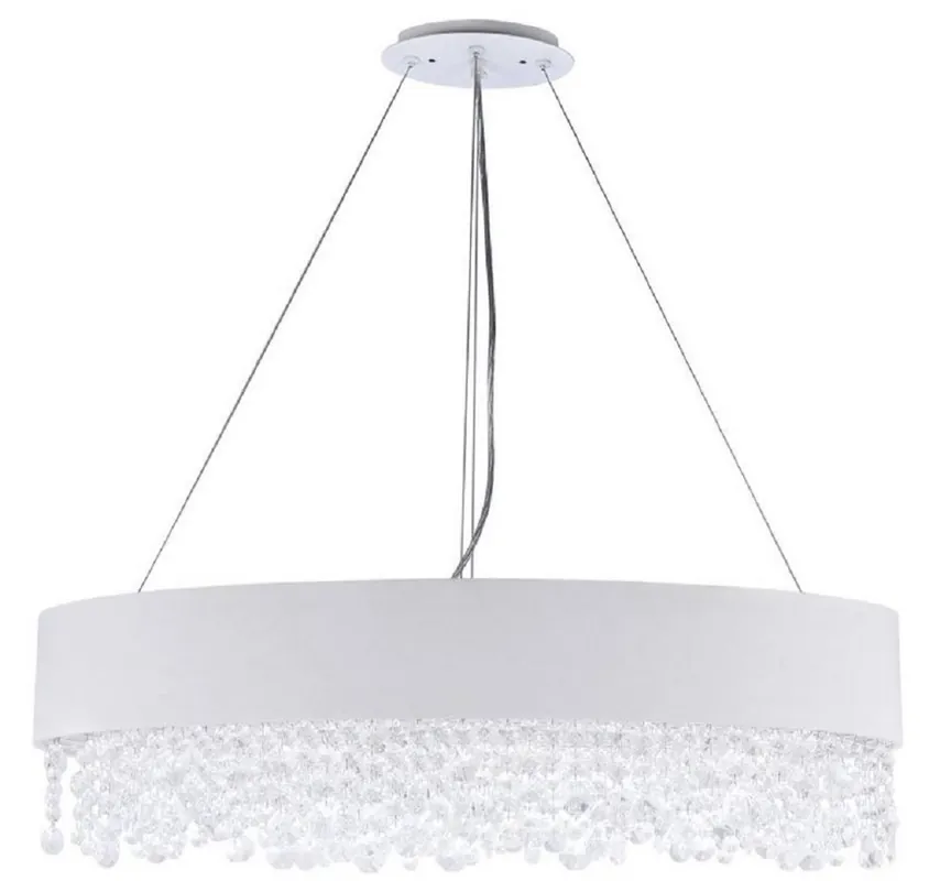 Casa Padrino lampe suspendue argent / blanc 72 x 27 x H. 21 cm - Exceptionnelle Lampe Ovale avec Structure en Métal et Revêtement en Tissu Sofort Bestellen