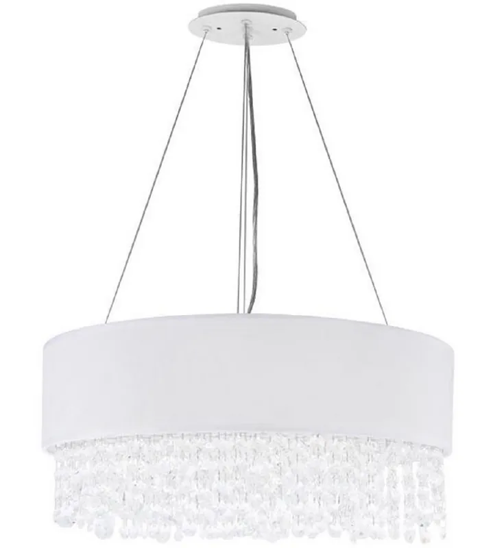 Kracherpreis Casa Padrino lampe suspendue argent / blanc Ø 45 x H. 21 cm - Exceptionnelle Lampe Ronde avec Structure en Métal et Revêtement en Tissu