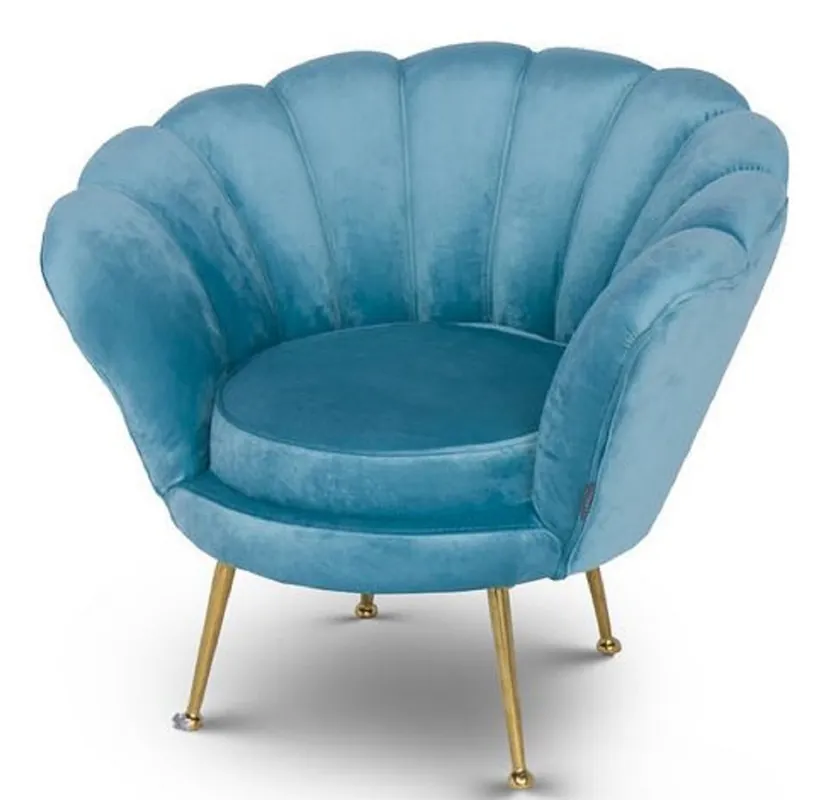 Casa Padrino fauteuil design en velours pour enfants bleu clair / laiton 96 x 79 x H. 78 cm - Meubles pour Enfants de Luxe Beliebt