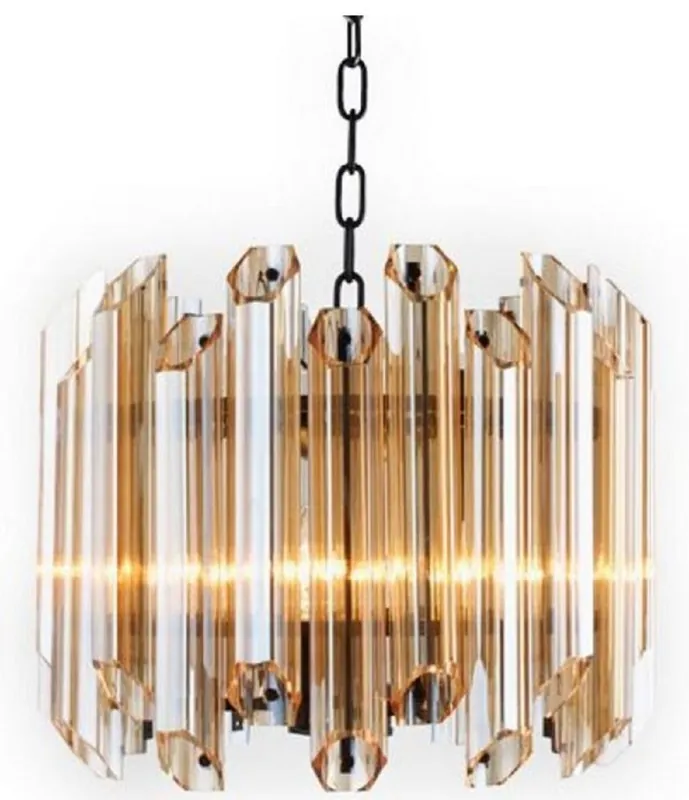Geprüft Casa Padrino lustre de luxe noir / ambre Ø 34 x H. 42 cm - Qualité de Luxe