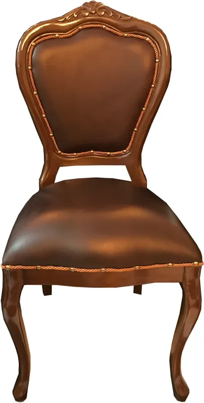 Chaise de salle à manger Casa Padrino Baroque en cuir véritable de luxe en cuir marron / brun - Mobilier fait à la main avec du cuir véritable Echt