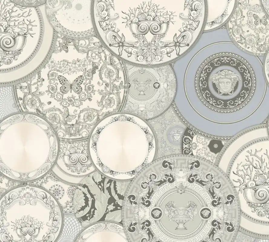 Versace papier peint non tissés baroque designer 349013 Les Etoiles de la Mer 2 gris / argent / blanc - Papier Peint Design - Haute Qualité Letzte Chance