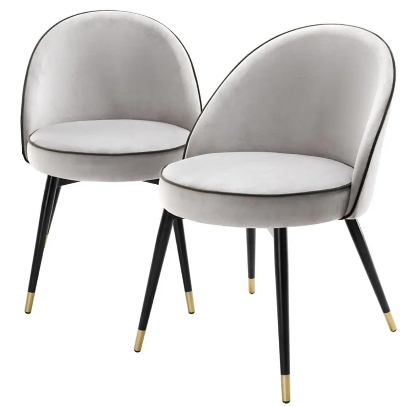 Neue Kollektion Casa Padrino ensemble de chaises de salle à manger gris clair / noir / laiton 55 x 64 x H. 83 cm - Mobilier de Salle à Manger - Collection de Luxe