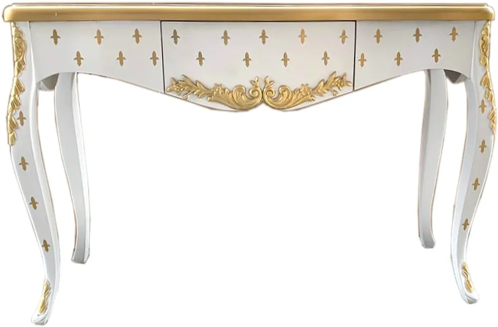 Console Casa Padrino Luxury Baroque en or blanc avec tiroir 120 x 40 x H. 85 cm - Console baroque Direktkauf