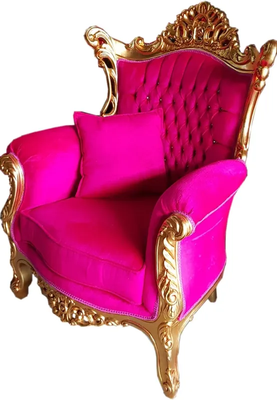 Casa Padrino Baroque Fauteuil Al Capone Rose / Or avec Strass Bling Bling - Édition Limitée Highlight
