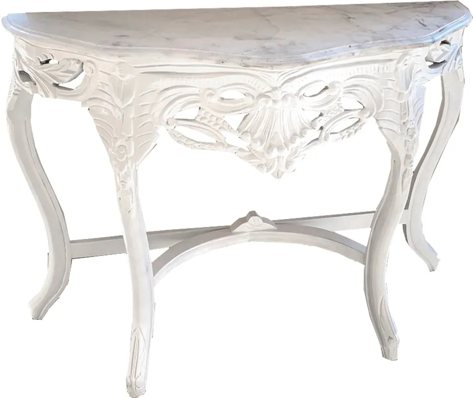 Casa Padrino console baroque blanc avec plateau en marbre blanc - meubles console style ancient Highlight