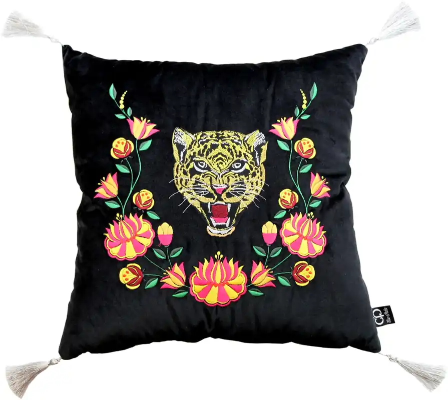 Top-Angebot Coussin décoratif de luxe Casa Padrino avec glands Tiger Black / White 45 x 45 cm - velours de qualité supérieure - qualité luxe