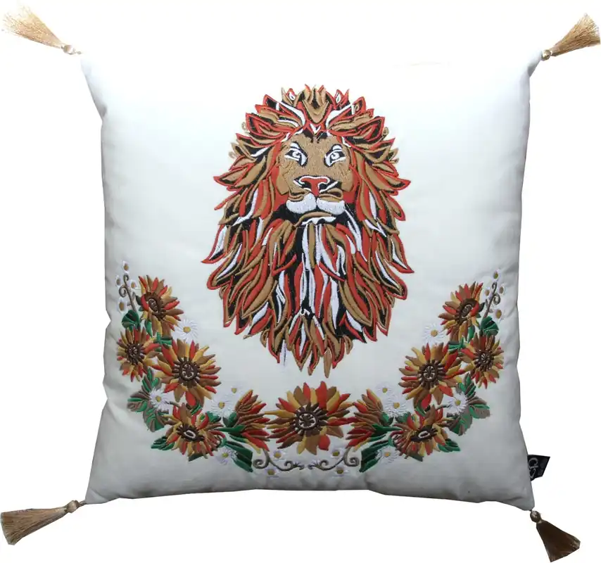 Bestseller Coussin décoratif de luxe Casa Padrino avec des glands de lion blanc crème / or 45 x 45 cm - velours de qualité supérieure - qualité luxe
