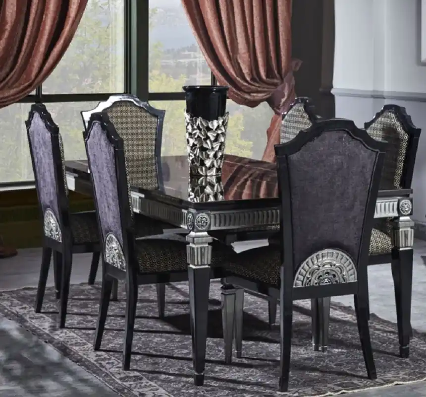 Wochenendangebot Casa Padrino ensemble de salle à manger baroque de luxe - Table à Manger et 6 Chaises de Salle à Manger - Mobilier de Salle à Manger en Style Baroque