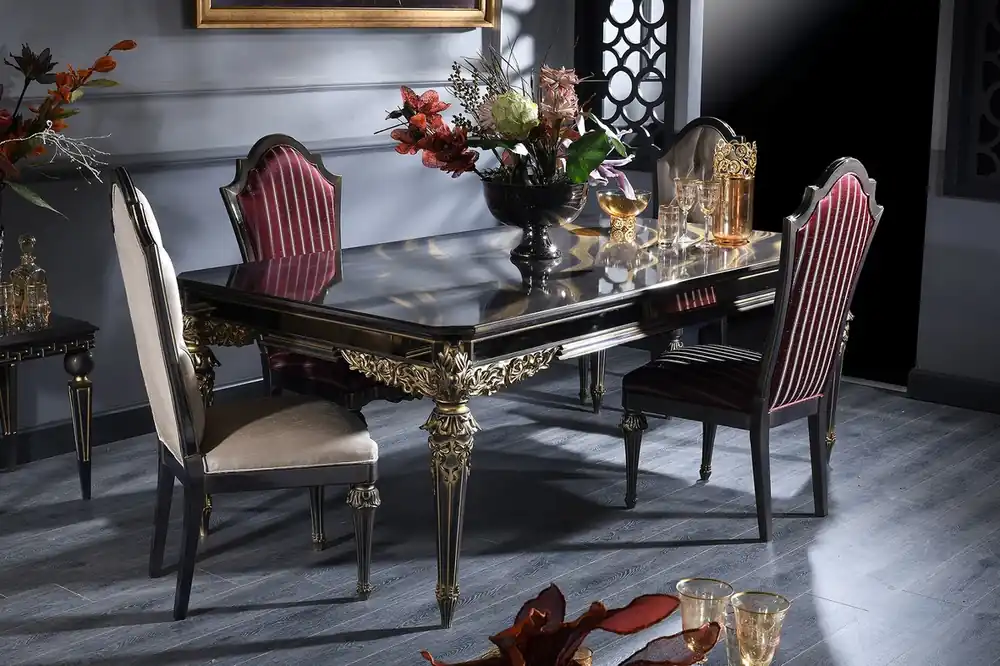 Casa Padrino ensemble de salle à manger baroque de luxe - Table à Manger et 4 Chaises de Salle à Manger - Mobilier de Salle à Manger en Style Baroque Top-Angebot