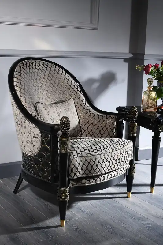Casa Padrino Fauteuil Baroque de Luxe Argent Gris / Noir / Or 80 x 91 x H. 101 cm - Mobilier de Salon Baroque Knallerangebot