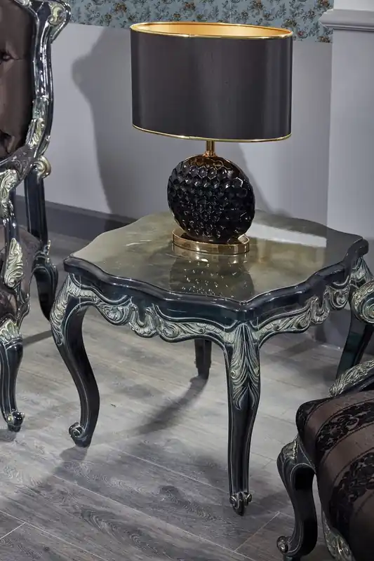 Billig Casa Padrino Table d'Appoint Baroque de Luxe Noir / Vert / Or 65 x 65 x H. 55 cm - Mobilier Baroque