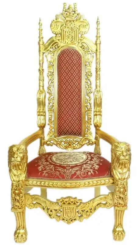 Neu Casa Padrino Fauteuil Trône Baroque Lion Rouge / Or 70 x 60 x H. 180 cm - Somptueux Fauteuil Géant - Fauteuil Royale - Fauteuil de Mariage - Mobilier Baroque