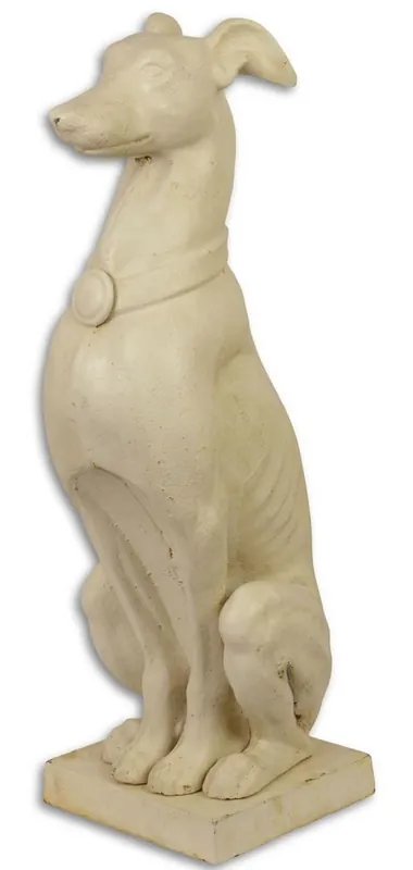 Markenware Casa Padrino décoration de jardin sculpture chien crème antique 20,5 x 26 x H. 65,9 cm - Figurine Déco en Fonte