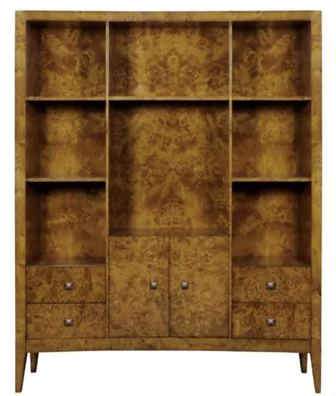 Casa Padrino cabinet à livres de luxe avec 2 portes et 4 tiroirs marron clair 150 x 35 x H. 190 cm - Placard de Bureau - Placard de Salon - Qualité de Luxe Preisreduziert