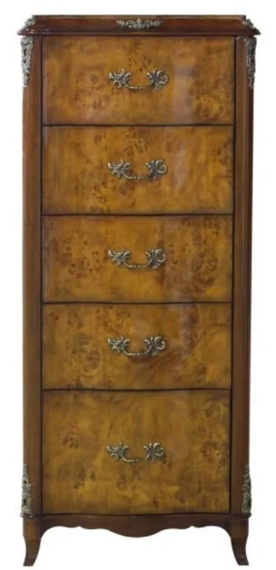 Solange Der Vorrat Reicht Casa Padrino commode baroque de luxe avec 5 tiroirs marron clair / marron 56 x 36 x H. 128 cm - Mobilier Baroque