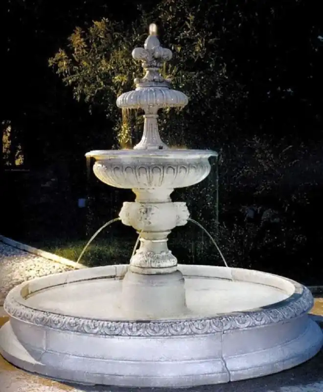 Must-Have Casa Padrino Fontaine Baroque Blanc Ø 240 x H. 220 cm - Magnifique Fontaine Baroque - Décoration de Jardin