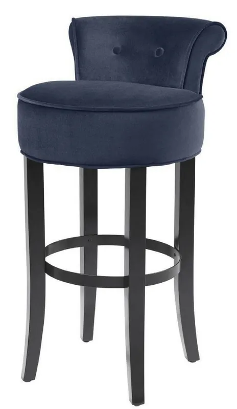 Casa Padrino chaise de bar de luxe bleu nuit / noir 45 x 51 x H. 88 cm - Tabouret de Bar en Velours Fin Ausverkauf