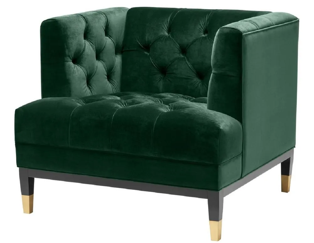 Schnäppchen Casa Padrino Fauteuil de Salon de Luxe Vert / Noir / Laiton 93 x 85 x H. 79 cm - Mobilier Chesterfield