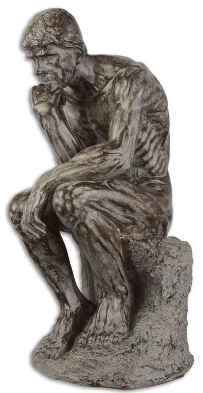 Casa Padrino Sculpture Décorative le Penseur en Polyrésine Gris 18 x 22,2 x H. 39,9 cm - Figurine Déco Neuheit