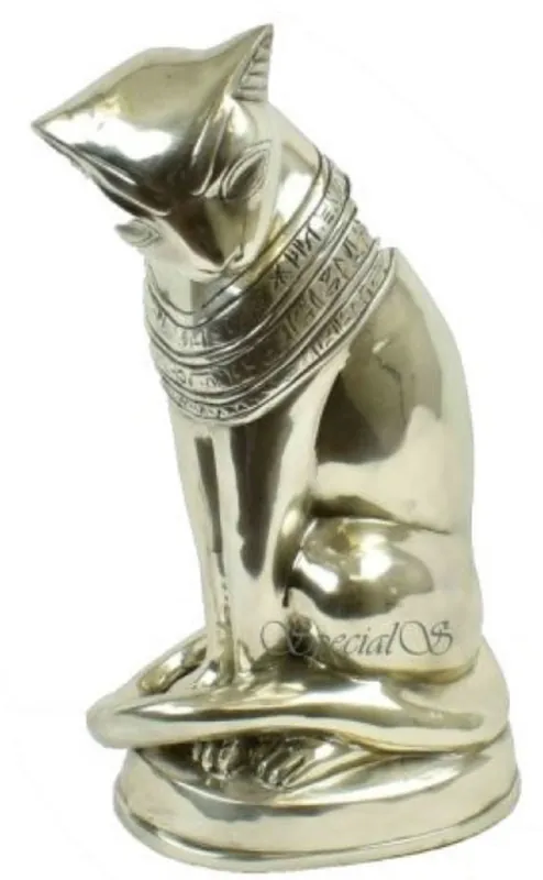 Top-Seller Casa Padrino sculpture en bronze de luxe chat égyptien argent 23 x 16 x H. 47 cm - Figurine en Bronze Argenté - Figurine Déco - Déco de Salle de Séjour