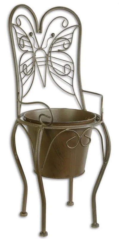 Casa Padrino Pot de Fleurs Art Nouveau Marron 24,1 x 25,5 x H. 59 cm - Pot de Fleur en Métal dans le Design d'une Chaise de Jardin - Décoration de Jardin et de Terrasse Schnäppchen