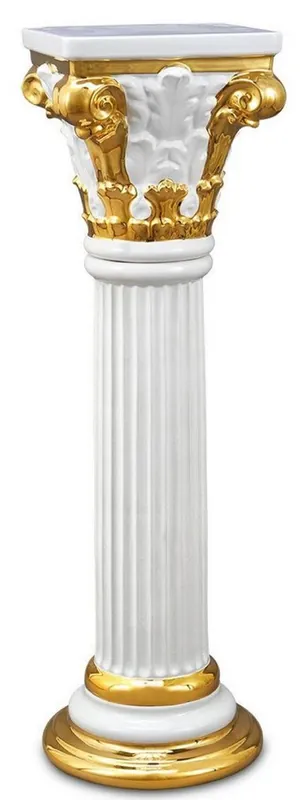 Casa Padrino pilier en céramique baroque blanc / or 28 x 28 x H. 88 cm - Mobilier Baroque Top-Preis