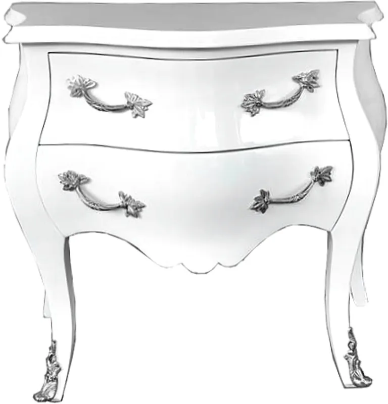 Commode Baroque Casa Padrino 80 cm blanche / argent - meubles Mobilier baroque Top-Preis